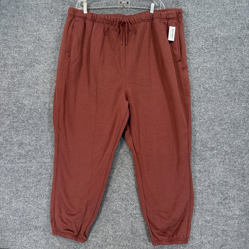 Old Navy Sweatpants Womens 3X Rust Orange Fleece Joggers Tapered Plus Size NEW
